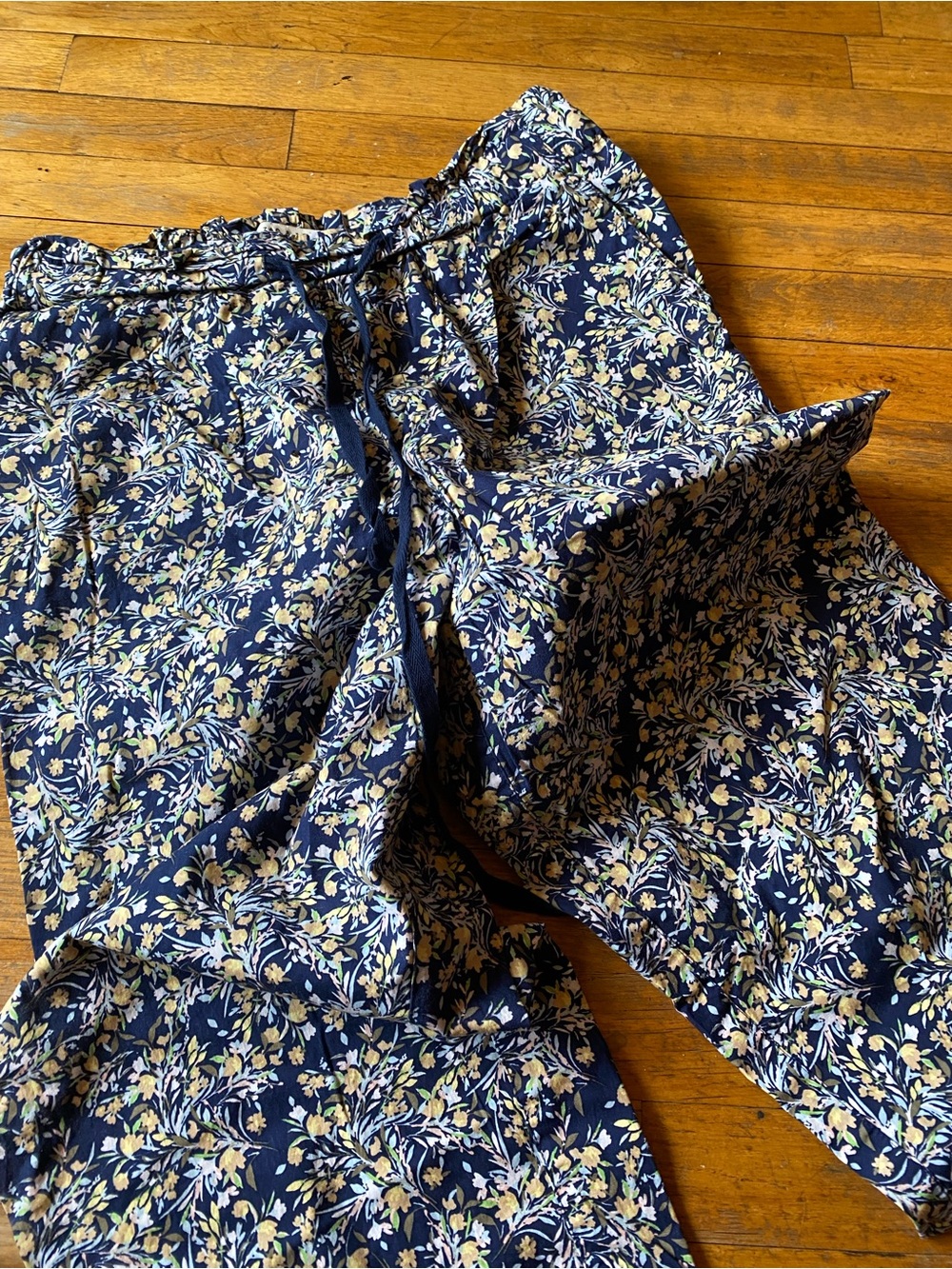 Zac & Rachel Navy Floral Elastic Waist Pants